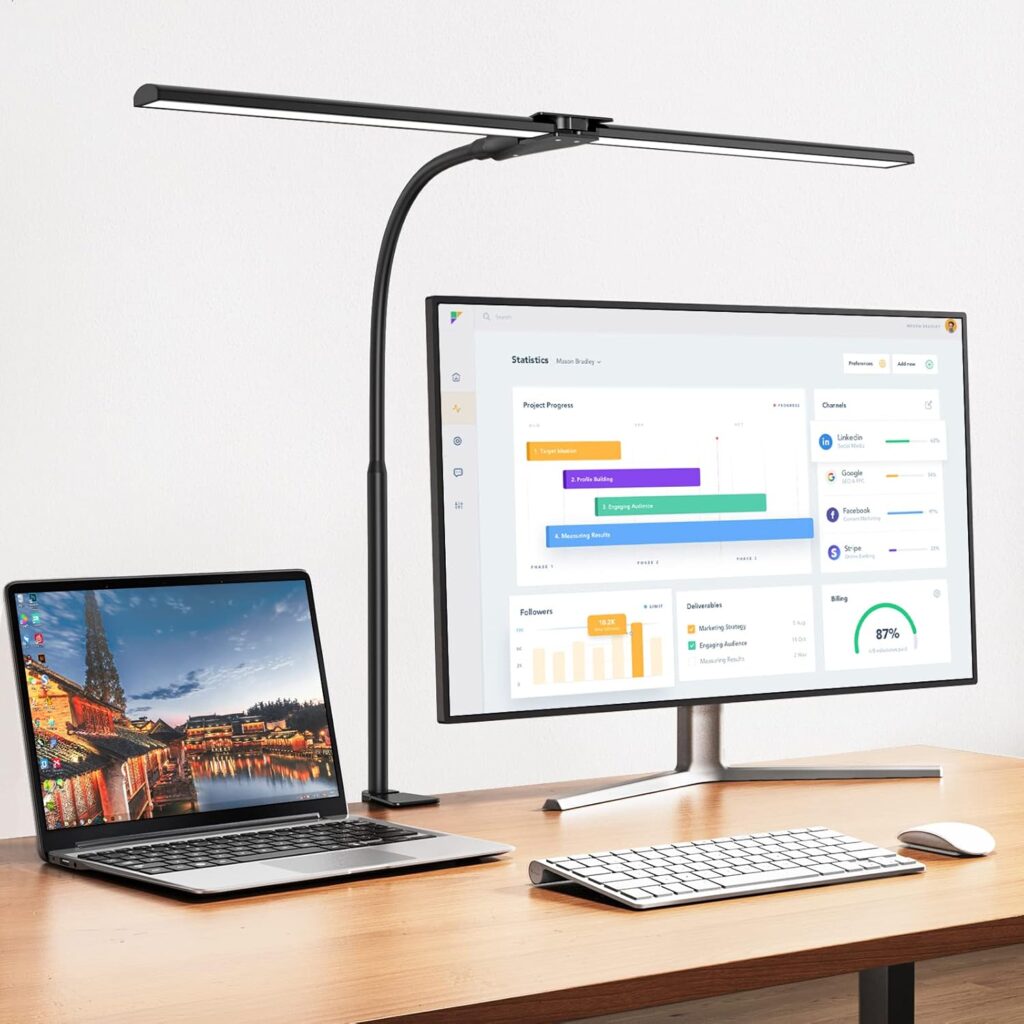 LED Schreibtischlampe mit flexiblem Schwanenhals und 10 Helligkeitsstufen
