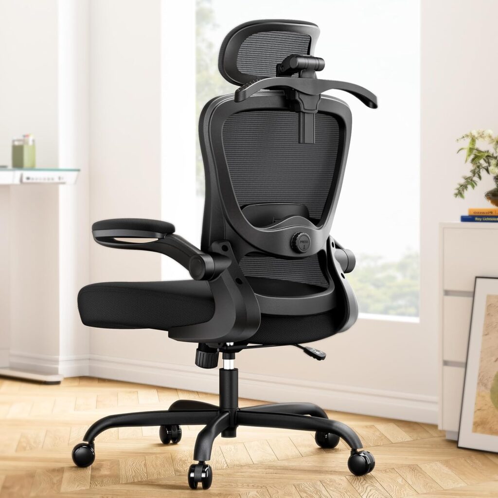 Marsail ergonomischer Bürostuhl mit 3D-Kopfstütze, 3D-Lendenstütze und klappbaren Armlehnen