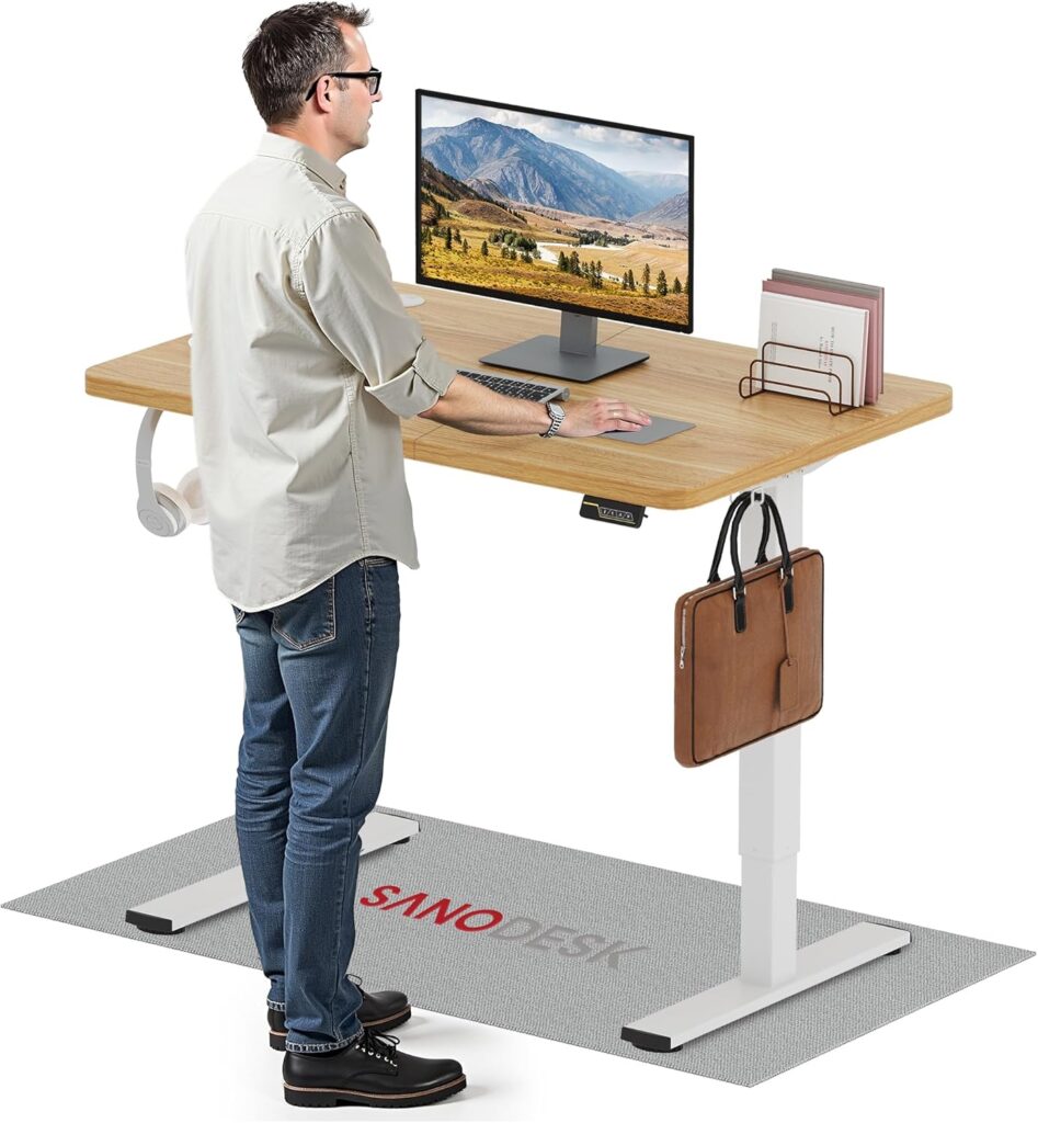 SANODESK elektrischer höhenverstellbarer Schreibtisch 120 × 60 cm ahorn