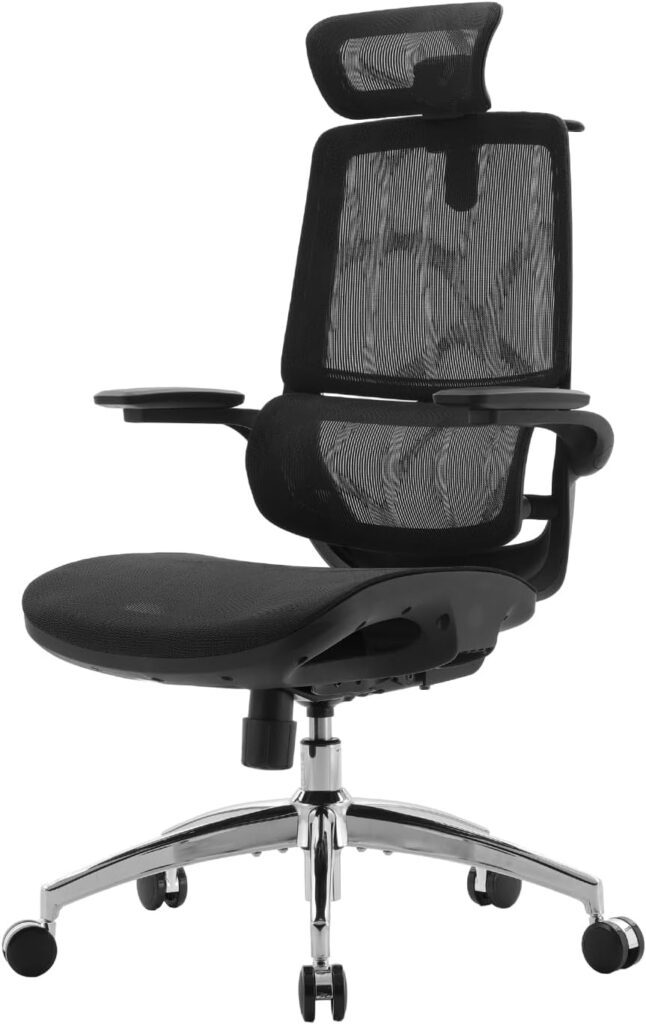 SIHOO M59AS ergonomischer Bürostuhl mit 3D-Armlehnen, Mesh-Rückenlehne und Lendenstütze, Schwarz