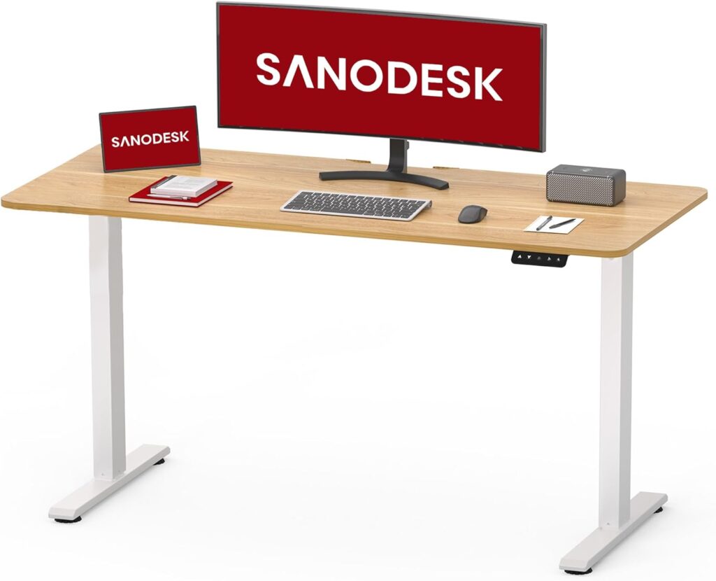 SANODESK kompletter höhenverstellbarer Schreibtisch mit Tischplatte 120 × 60 cm