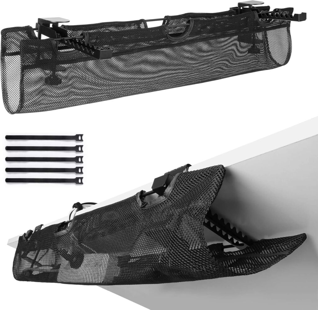 Kabelmanagement-Tablett unter dem Schreibtisch für Steckdosenleisten und Netzteile