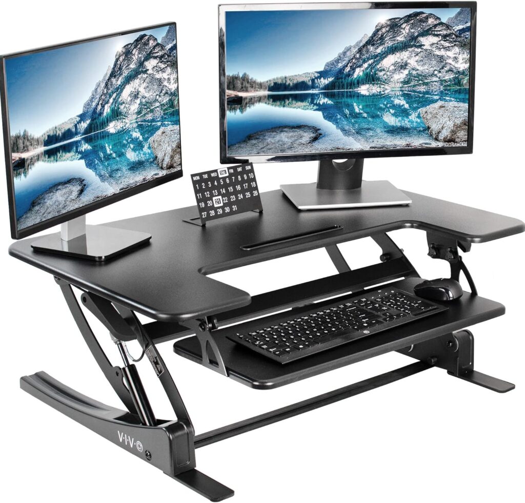 VIVO 36″ Adjustable Desk Converter für zwei Monitore
