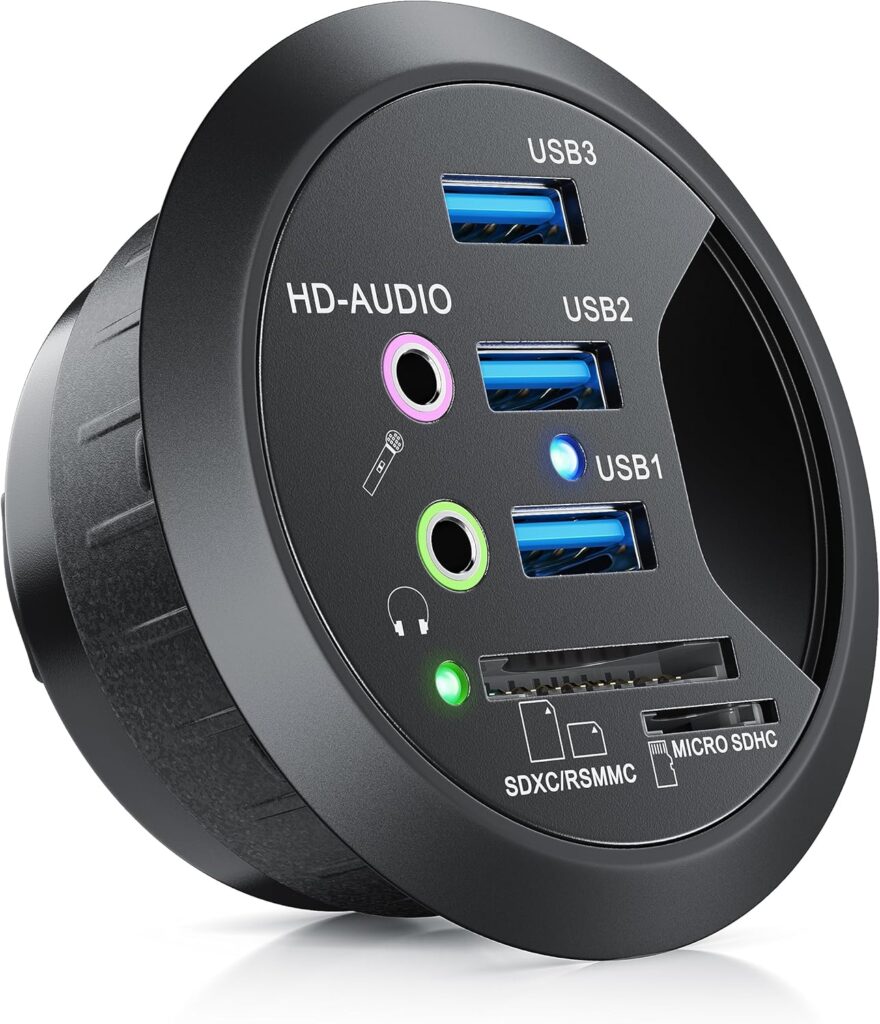 CSL In-Desk USB-Hub mit Multi-Cardreader für Schreibtisch-Einbau