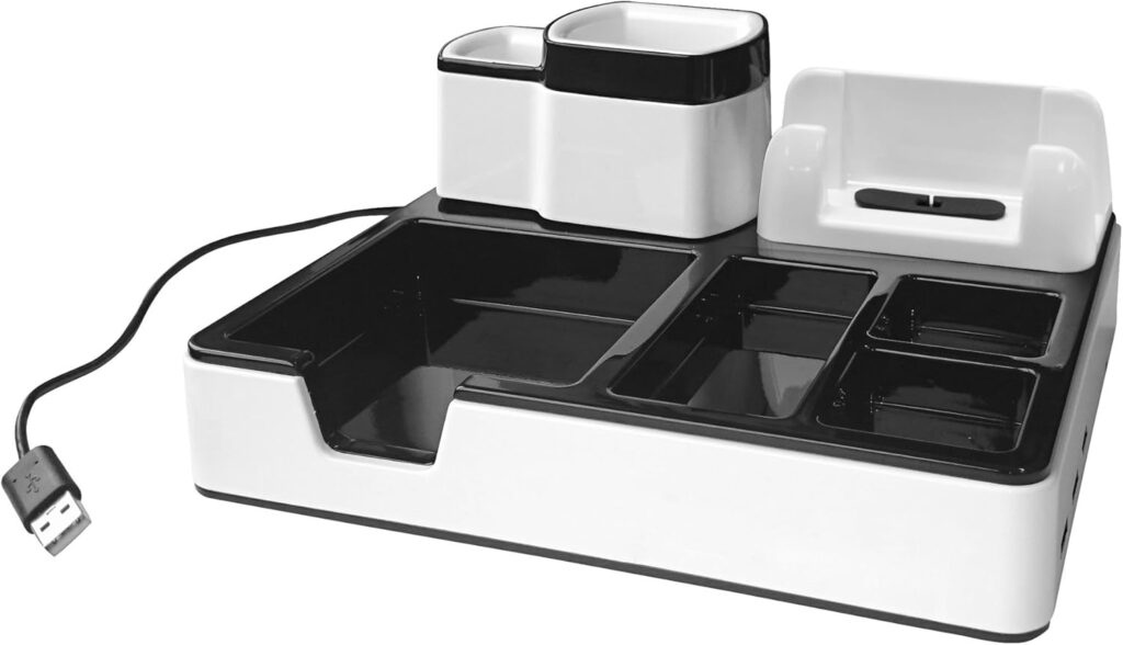 Monolith Schreibtisch-Organizer mit drei USB-Ladeanschlüssen